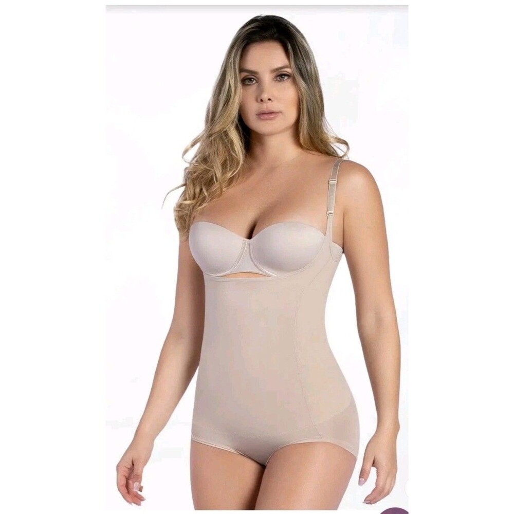 Curveez Womens Sz XL Ultra Shaping Hip Hugger Bodysuit Nude CUR1515 Slimming